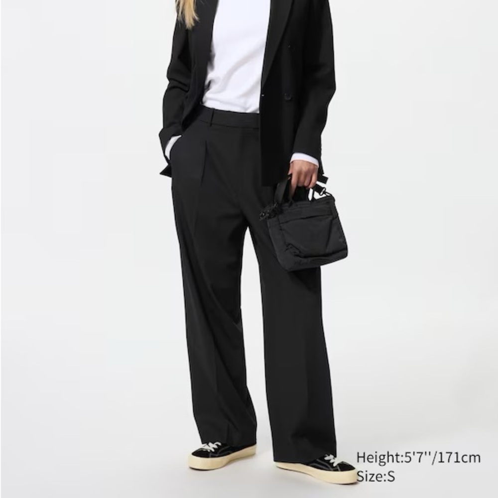 Polished Classic Workwear Uniqlo Black High Rise Stretch Dress Pants